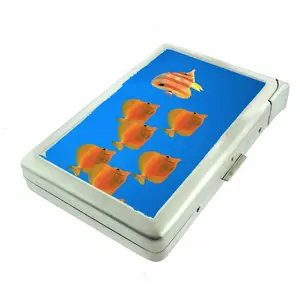 Tropical Aero Fish Wallpaper Aesthetic Metal Case with Built in Lighter