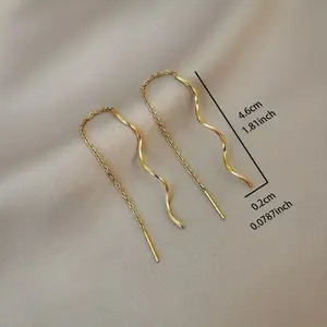 18K Gold Plated Stainless Steel Spiral Threader Earrings - Elegant and Luxurious Women's Jewelry Gift