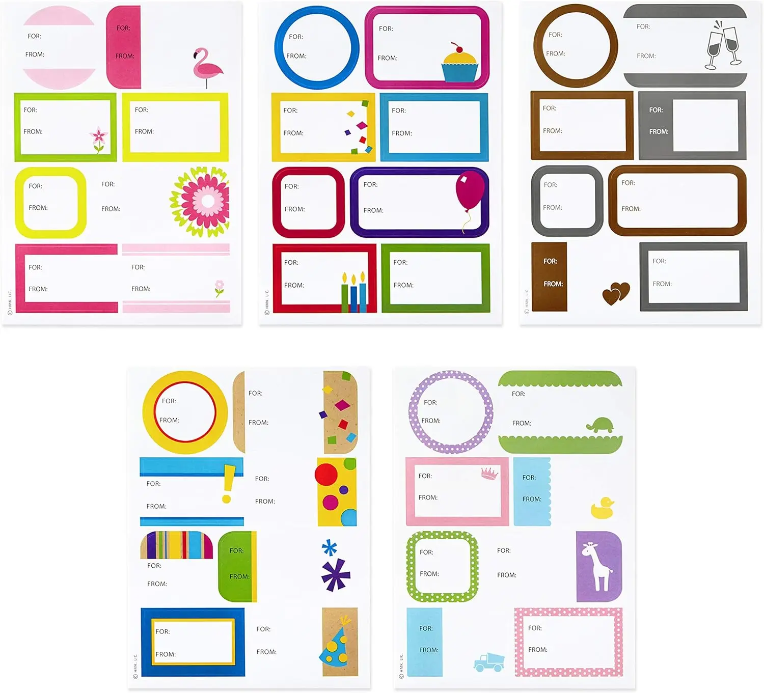 Gift Tag Stickers - All Occasion (80 Labels, 5 Designs) for Birthdays, Engagements, Weddings, Baby Showers, Any Occasion