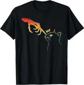 Retro Skeleton Hand Boop Cat Kitten Funny Halloween Cats T-Shirt