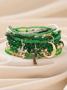 Boho Style Beaded Bracelet, Fashionable Star & Moon & Tree Design Beaded Bracelet for Women & Girls, Elegant All-match Fashion Accessories for Daily Wear, Stackable Bracelet