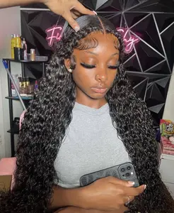 MYLOCKME Wear and Go 6x4 Deep Wave Wig Human Hair 180 Density Pre Plucked Pre Cut 5x5 Deep Wave Lace Front Wig Brazilian Deep Wave Human Hair For Women