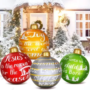 4 Pcs Giant Inflatable Christmas Ball 24 Inch PVC Inflatable Decorated Ornaments Ball Large Christmas Inflatables Outdoor Decorations for Xmas Holiday Yard Porch Lawn Outside Decor (Nativity)