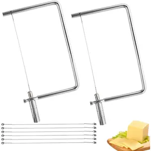 5" Portable Marble Cheese Slicer Cutter Kit, DIY Cheese Cutting Board Accessories with 2 Slicers & 6 Wires, Ideal for DIY Giftable Cheese Cutting Boards for Kitchen