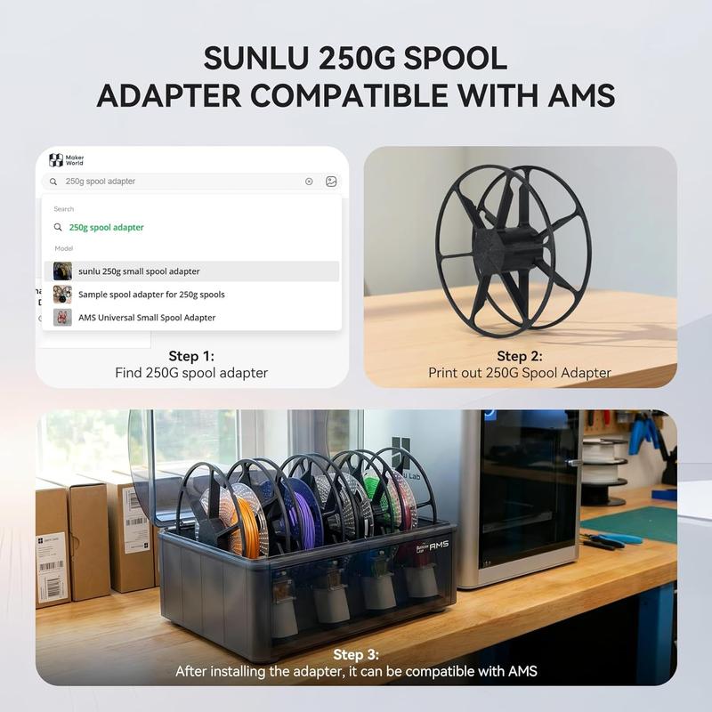 SUNLU 250g Filament (1.75mm) Multicolor Bundle Neatly Wound Vacuum Packed 3D Printer Filament for Fathersdaygift