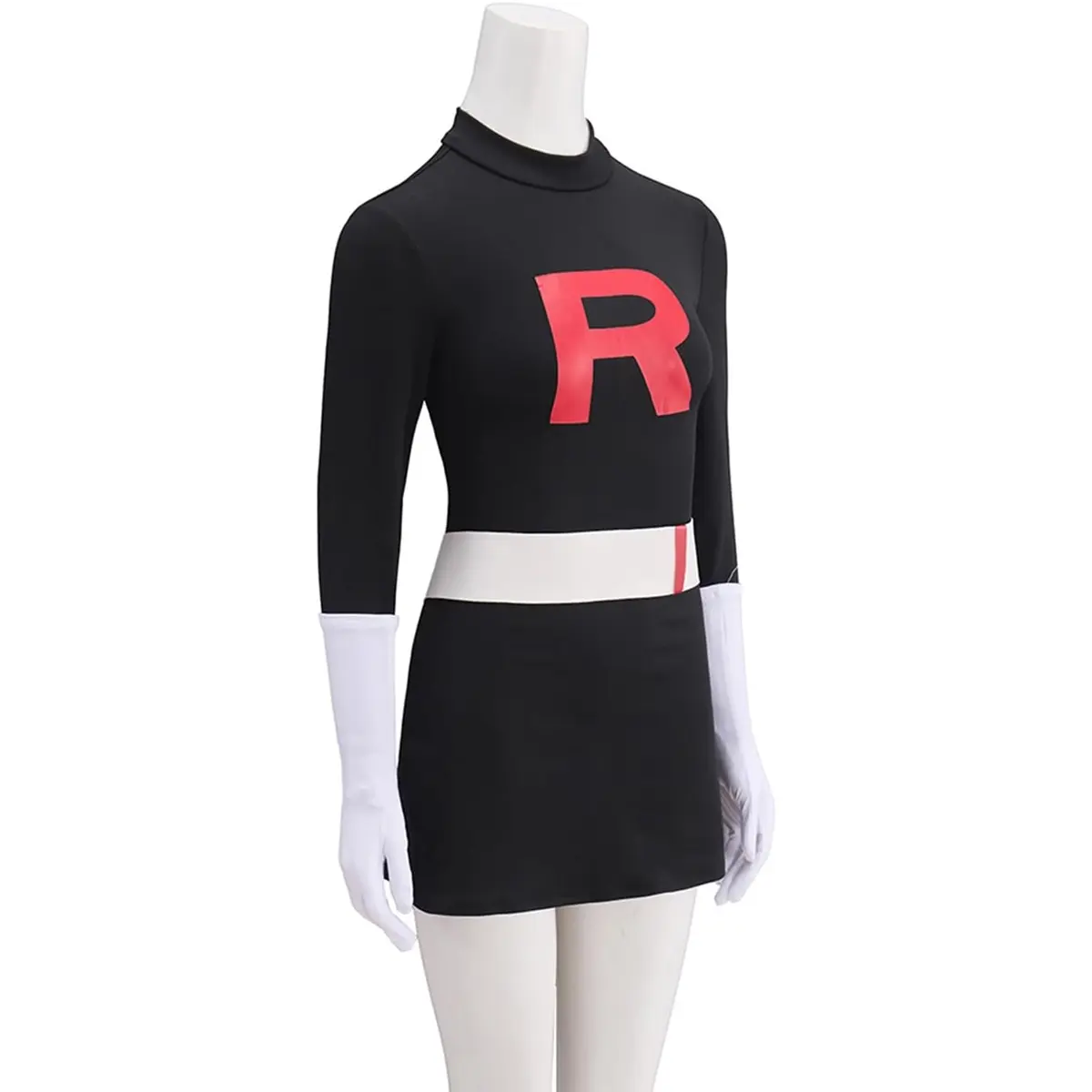 Women‘s Team Rocket Costume Set Jessie Inspired Black Top with Hat