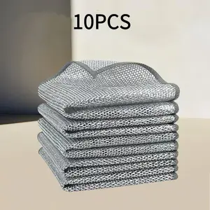 Premium Scrubbing Wire Dishwashing Cloth 10pcs Multipurpose Non-scratch Cleaning Rags for Kitchen & Household Items Ready to Use