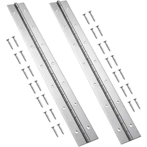 Marine Grade 304 Stainless Steel Piano Hinge, 16.5"X2" Continuous Boat Hinge, 0.06'' Thickness Heavy Duty Polished Finish Long Hinge with Screw for Cabinet, Cabin Door, Stocker Box(2 Pack)