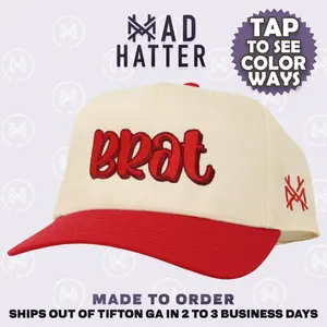 Brat Embroidered Cute Trucker Hat Snapback Adjustable (Up To Size 8 Head) Gift Cap Brat Embroidered Cute Trucker Hat Snapback Adjustable (Up To Size 8 Head) Gift Cap