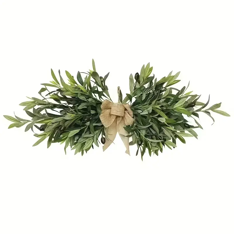 Bohemian Style Artificial Olive Leaf Wreath Corners, Plastic Plant Wall Hanging Decor, Kitchen Cabinet Restaurant Indoor Decoration Ornaments, Faux Plants Indoor, Fake Indoor Plants, Decorative Fake Plants