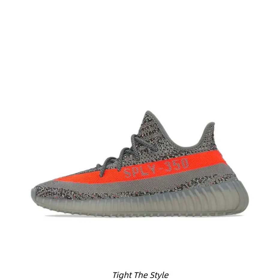Mixed Gray Fly Knit Breathable Running Sneakers, Soft Cushioned Translucent Wavy Light Gray Rubber Outsole With Bright Orange Letter Printed Side Band, Lightweight Low-Top Versatile Daily Commute Casual Footwear