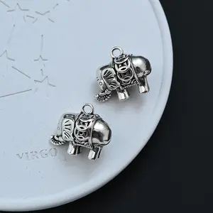 2PC Ethnic Retro Style Money Bag Elephant Pendant Rhodium Plated Auspicious Charm Fashionable Unique DIY Handmade Jewelry Accessory