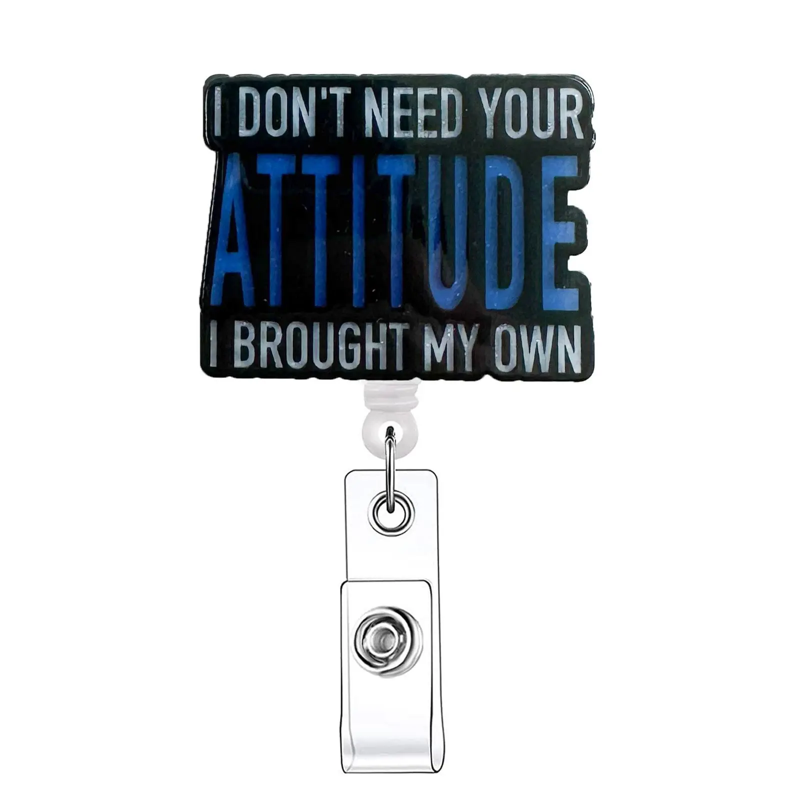 Letter Pattern Retractable Badge Reel, 1 Count Acrylic ID Card Clip for Nurses, Doctors, Students & Office Staff, Identification Badges & Supplies, Retractable Badge Holders