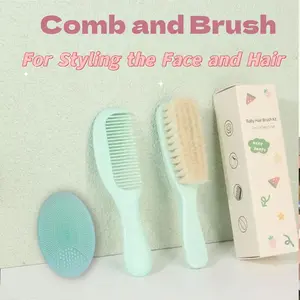 Wool Brush and Comb Set,Features soft wool bristles paired with a wooden handle, Gently detangles hair while providing excellent cleaning results