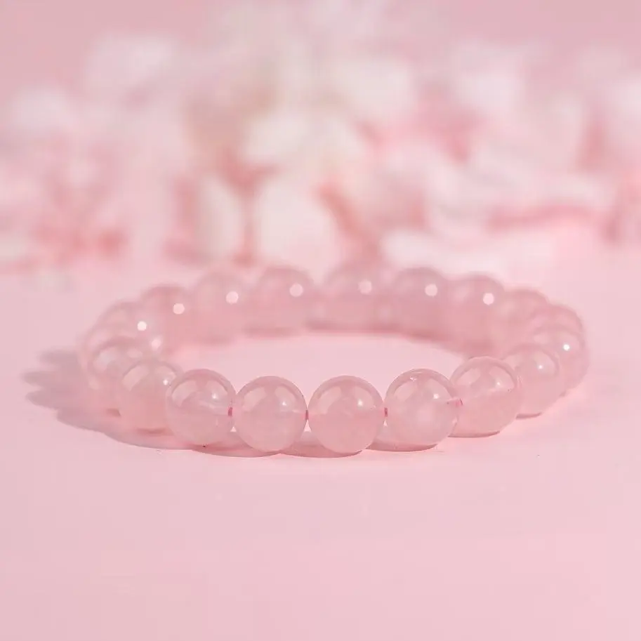 Rose Quartz Bracelet. Known as the 'Love Stone', it heals the heart, enhances interpersonal relationships, and promotes career development. Consecrated by a Taoist master Keychain Jewelry Keychain Set summerwins,summerwins