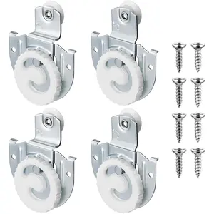 4 Piece Sliding Closet Door Hardware Rollers Wardrobe Cabinet Door Adjustable Hooks Knob with 8 Screws