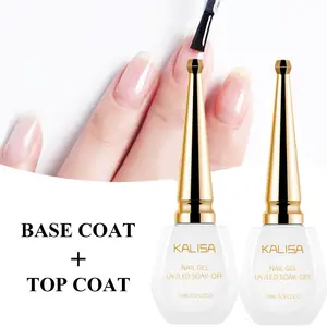 Kalisa Oil Gel Set (2-Piece), Nail Polish Top Coat & Base Coat Combo, Long-Lasting Gloss Finish, LED/UV Cure, Water Washable, Christmas Gift