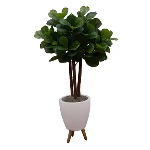 53” Artificial Triple Trunk Fiddle Leaf Fig Tree in White Ceramic Tripod Planter 53” Artificial Triple Trunk Fiddle Leaf Fig Tree in White Ceramic Tripod Planter