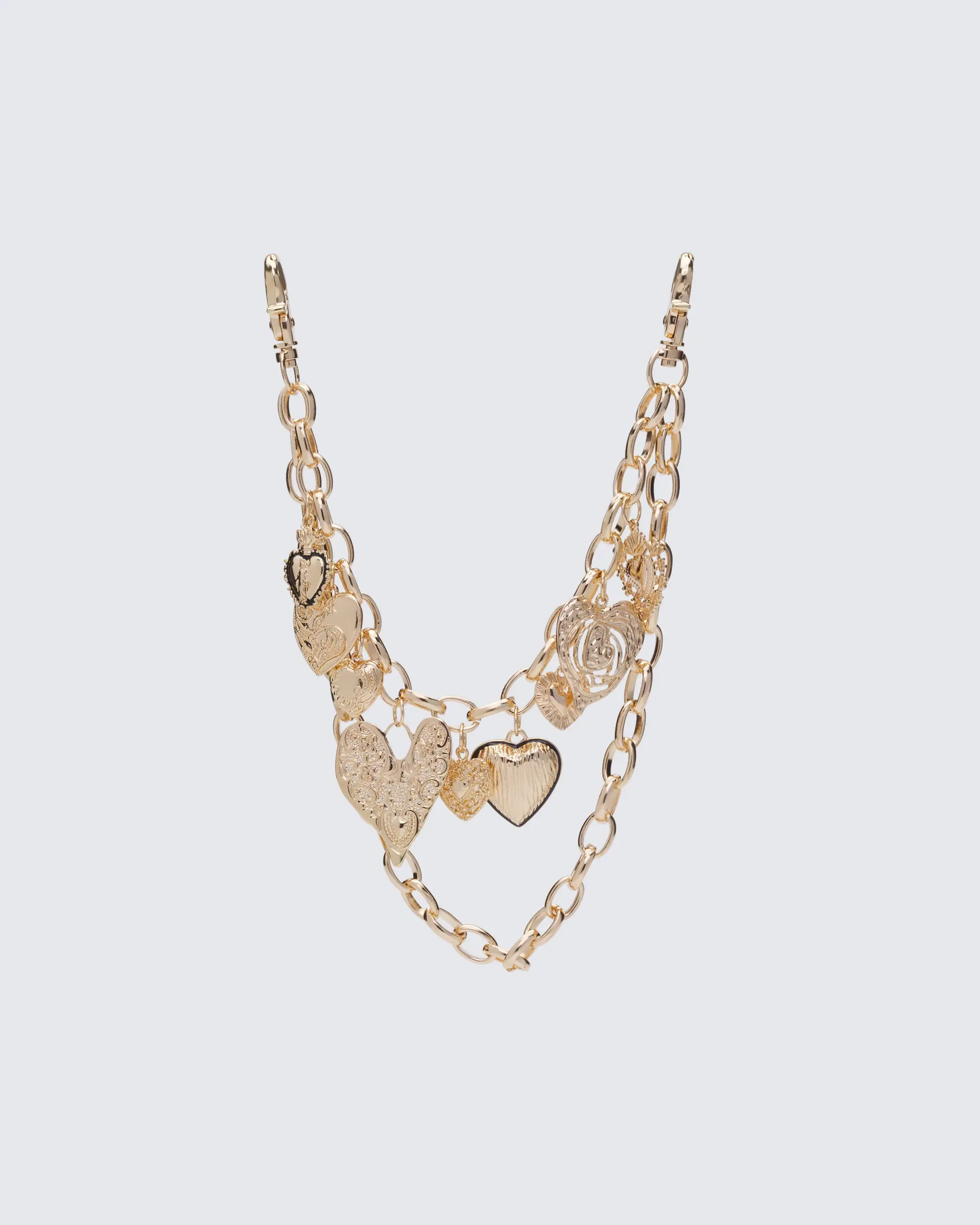 Satiah Gold Hammered Hearts Pocket Chain