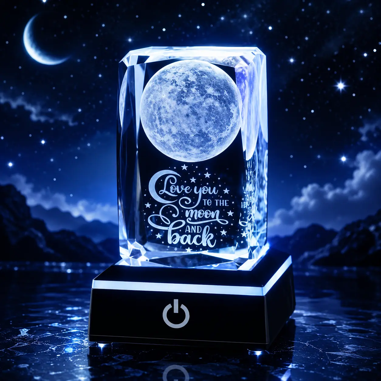 Art Deco style 3D moon crystal, ideal glass tabletop decoration, romantic gift for mom, girlfriend, wife, ideal choice for Christmas, Easter, Valentine's Day, Mother's Day, graduation ceremony, Father's Day, moon decoration, unique birthday gift
