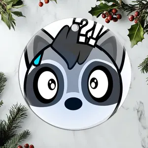 Christmas Ornaments Crazy Raccoon Brawl Stars The Shocked Trash Panda Circle Decor New Year Birthday Acrylic Gift For Friends