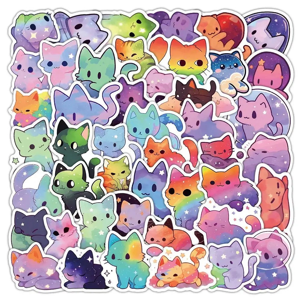 52 Pcs Starry Sky Cat Stickers - Dreamy Galaxy Feline Decals for Laptop, Phone Case & DIY Decoration Papery Pop Store