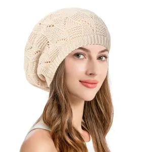 Crochet Beret Hat, Solid Color, For Women, Artist Beret Hat, Solid Color, Soft and Light, Crochet Cut, Beanie Hat, Slouchy Painter Hat, Breathable