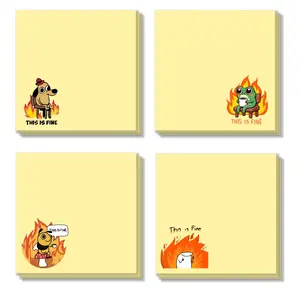 Office Funny High Adhesive Stickers Note, 4 Counts/set 50 Sheets Funny Office Note Pad, Adhesive Sticky Note for School Office Home Supplies, Sticky Label