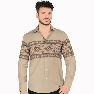 LAMASINI Western Long Sleeve Shirt Snap Button Modern Fit LM-2011 For Men