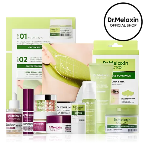 [Dr.Melaxin Live Exclusive Bundle] Icy Pore Lift Set | 12-Pc CACTOX Cooling Pore Care + CEMENRETE Firming Routine | Depuff, Smooth & Tighten | Korean Skincare