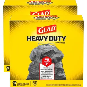 30 Gal. ForceFlex Black Drawstring Large Outdoor Trash Bags (50-Count, 2-Pack)