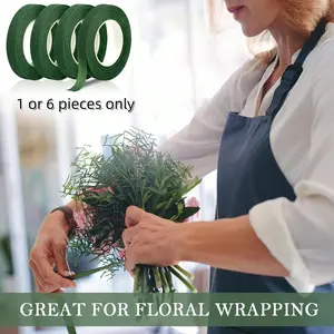 1/6 Rolls Floral Tape Set in Dark Green and Light Green Professional Florist Adhesive Tape for Bouquet Stem Wrapping DIY Flower Arrangement Supplies Self-Sealing Stem Wrap for Handmade Paper/Silk Flower Craft Projects