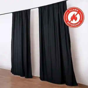 2 Pack 5ftx10ft Black Scuba Polyester Backdrop Drape Curtains, Durable Flame Resistant Event Divider Panels Wrinkle Free With Rod Pockets