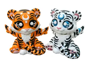 Cosmic Tiger Desk Figurine Celestial 3D Printed Collectible with Bobble Head & Posable Wings for Desk Decor and Shelf Display