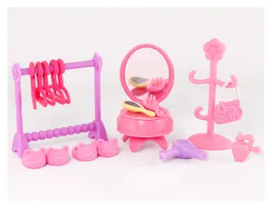 Miniature Accessories Set for Mini Toy Pets – Shoes,Hangers, dressing table,comb etc for Shorthair Cat, Collie, Dachshund, Cocker Spaniel & Cow Figures