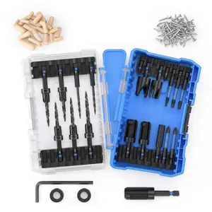 122PCS Countersink Drill Bit Set Tapered Wood Bits w/ Plug Cutter & Depth Stop