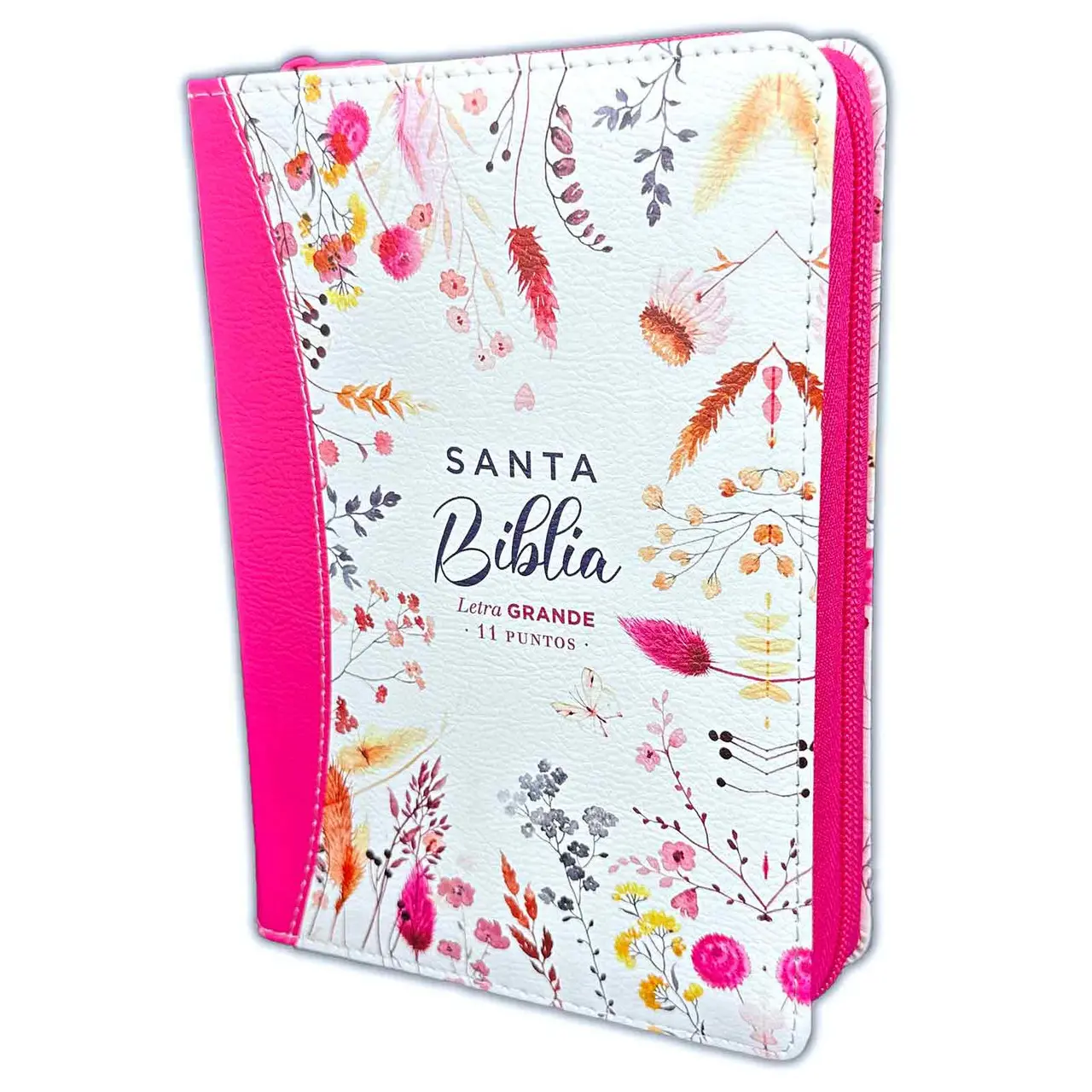 Bible in Spanish for Women Compact 11 Points Reina Valera 1960 Imitation Leather Spring Fuchsia