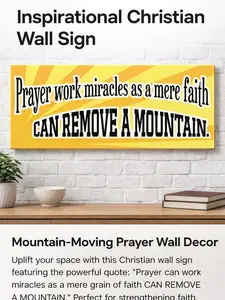 Christian Faith Sticker | “Prayer Can Move Mountains” Inspirational Quote Sticker | Waterproof Vinyl Decal