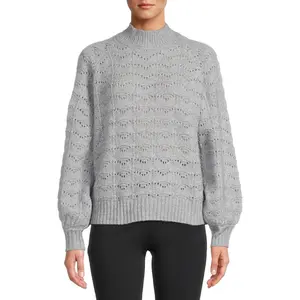 Time and Tru Women's Pointelle Lurex Crew Neck Sweater 2XL Fit Knit