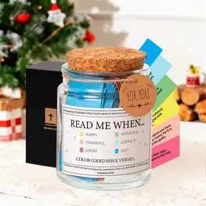 Colorful Wish Bottle Set, 1 Count Bible Verse Religious Gift with Card, Desktop Decoration Jar, Gift for Friends, Party Favors for Birthday Wedding