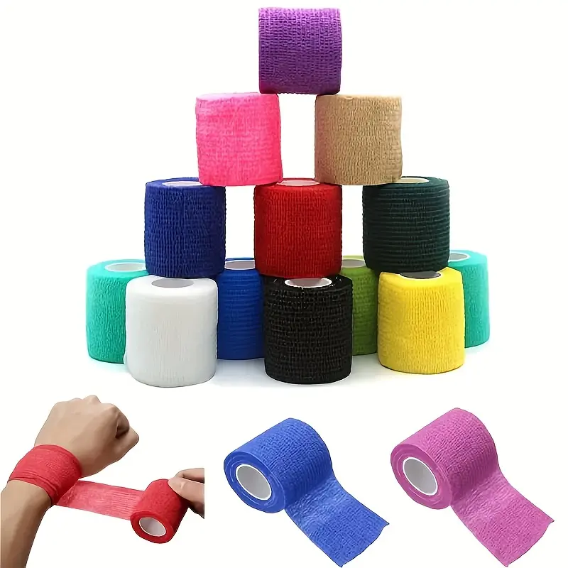 12/24pcs Self-Adhesive Elastic Wrap Bandage – Breathable Sports Tape for Wrist & Knee Support, Pet Paw Protection, Daily Training, Boxing Wrap & Hand Wrap, Boxing Equipment – 2-Inch Flexible Cohesive Bandage Rolls, Random Colors
