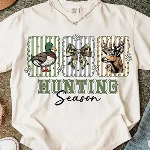 Comfort Colors Hunting Season Shirt, Preppy Camo Bow Tee, Deer Hunting Shirt, Duck Hunter, Coquette Hunting Shirt, Hunting Season Outfit, Gift