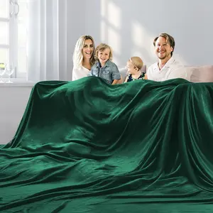 Blanket 120x120 Inches, Giant Huge Companion for Bed, Sofa, Travel and Camping,  Big Soft Blanket Fits The Whole Family and Outdoor Campaign, Forest Green