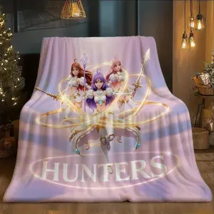 K Pop Angel Girl Group Printed Flannel Blanket All Seasons Gentle on Skin Sofa Bed Napping Travel Machine Washable Decorative Throw Blanket for Fans Home Decoration