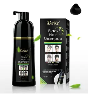 Black Hair Dye Shampoo for Gray Hair, DEXE Semi-Permanent Hair Color Shampoo for Women and Men, Simple to Use and Lasts 30 Days-Fast Acting, Herbal Ingredients and Ammonia Free (14 Fl oz)