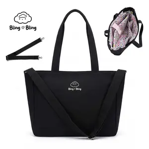 [NEW IN] BlingBling Cute Tote Bag, Multielement Unique Floral Pattern Lining Print Design, 20L Waterproof StainResistant  Lightweight Multifunctional Portable Bag & Laptop Shoulder Bag for Work, Travel, School &Mom Use , Shoulder Strap