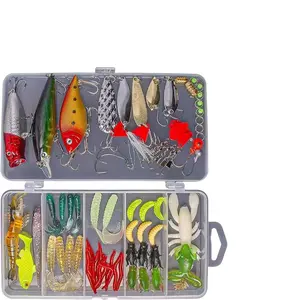 78-Piece Fishing Lure Set, Freshwater Bait Kit, Bass Trout Salmon Fishing Accessories, Includes Spoon Lures, Soft Plastic Worms, Gift Box
