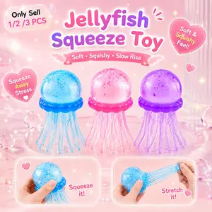 1/2/3 PCS Jellyfish Squeeze Toy – Adorable Slow-Rise Moldable Stress Relief Squishy, Perfect Gift for Adults, Office Desk, or Travel Use, Slow Rising Squishy