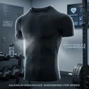 Men's Compression Shirts - Short Sleeve Athletic Dry Fit Workout T-Shirt Rash Guard Base Layer Undershirt for Sports Training Gym Running Cycling Comfortable Breathable Moisture Wicking Performance Top