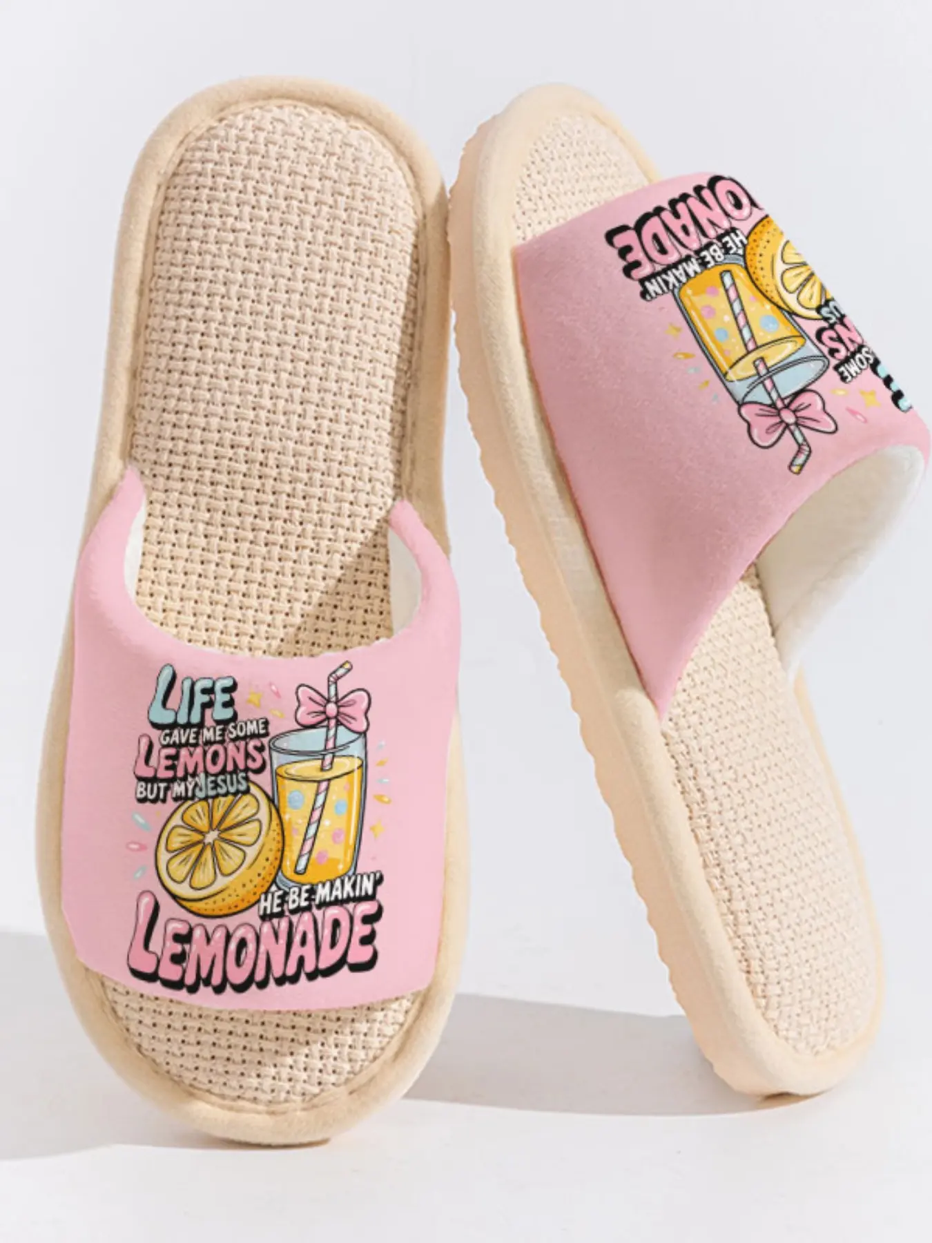 Lemon & Lemonade "Life Gave Me Lemons" Christian Slippers Cloud-Feeling Fresh Healing Style Indoor Outdoor Lemon Lover Must-Have